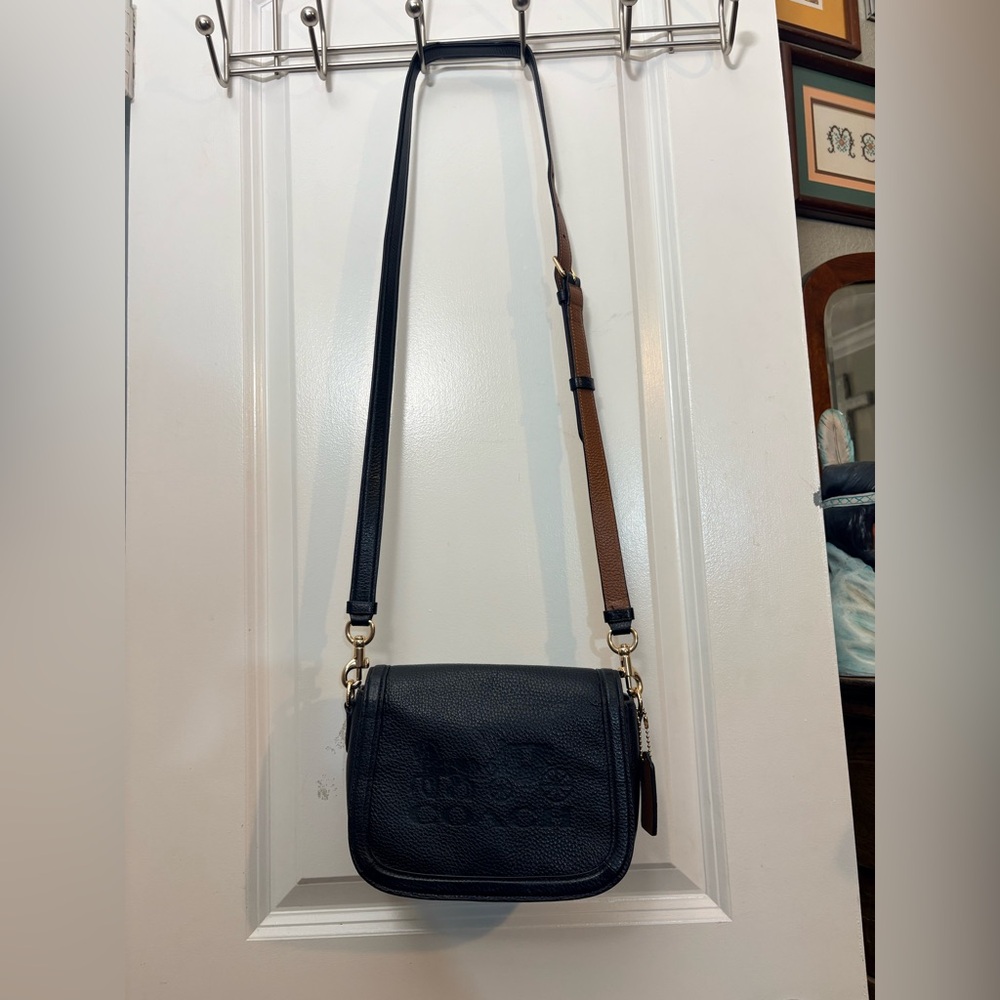 Coach Horse and Carriage Saddle Bag Black Pebbled Leather C4058 - Picture 10 of 16